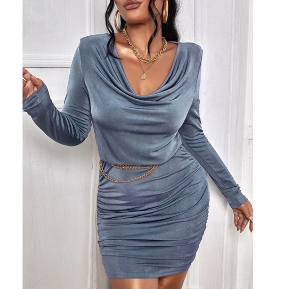 Dusty Blue Dress - Picture 4 of 5